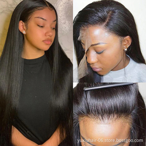 Natural color  Brazilian Human Hair T lace HD Transparent Lace Front Wigs with Pre-Plucked Virgin hair Wigs For Black Women
